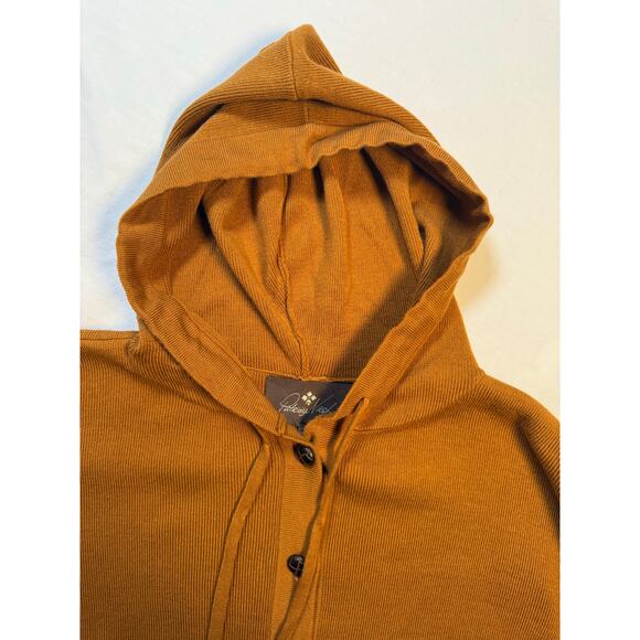 Patricia Nash Boho Button Hooded Cape Poncho Coat Jacket Tassels Flowy OS Brown - Picture 4 of 11